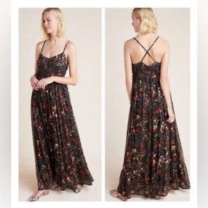 Anthropologie Floral Maxi Dress - Black and Red